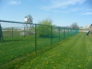 a 6 foot tall green chainlink fence