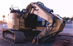 a picture of a large yellow excavator