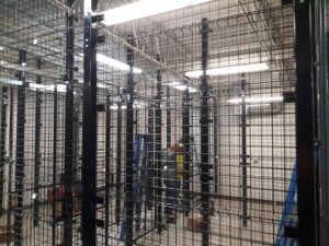 indoor black security fence