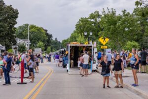 people outside at event