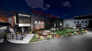 A 3D render of the fence built around Henry Dorrbakers in Beloit, WI